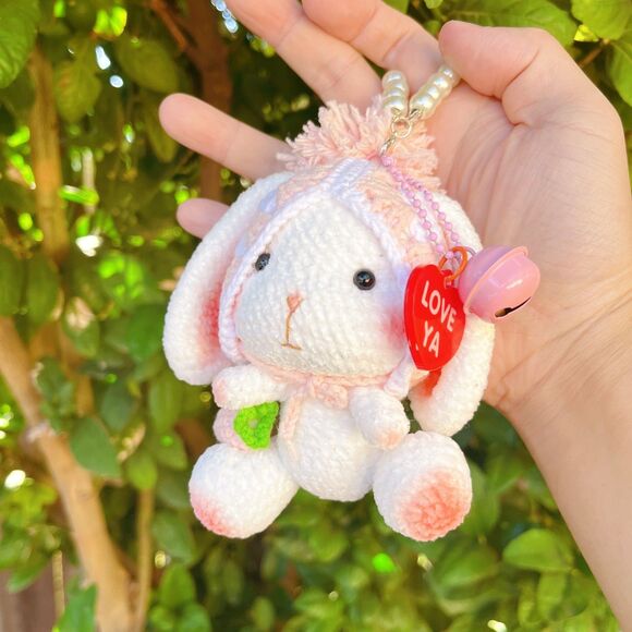 Bunny plush keychain Crochet Animal Bunny plush for girl's bag amigurumi Crochet - Picture 4 of 6